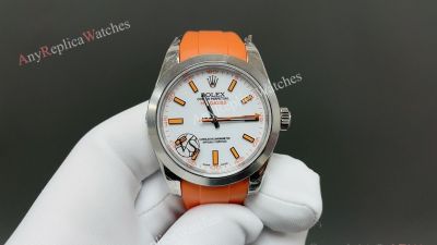 Rolex Milgauss 3131 Movement 40mm Orange/Black Rubber Band 904L Steel Watch